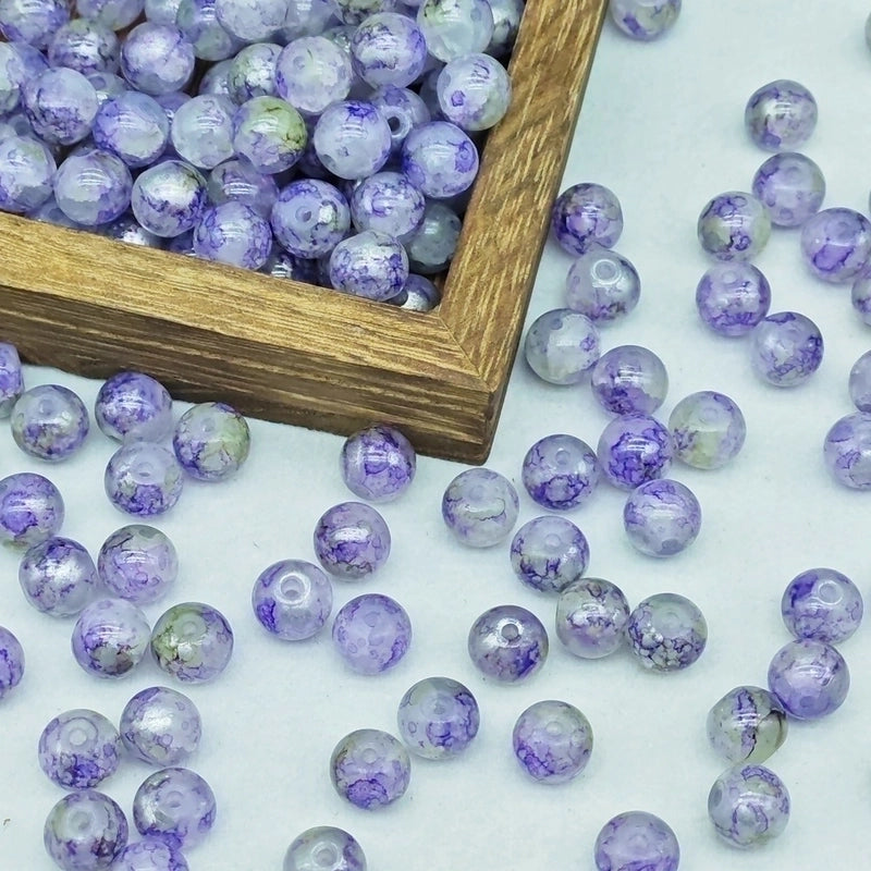 New 8/10mm Water Dyed Protein Jade Broken New Chinese Style Gold Sprinkling Glass Bead DIY Bracelet Ornament Straight Hole Beads Loose Beads