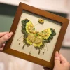 3D DIY Bead Embroidery Butterfly Home Decor Gift Tabletop Display Frame Kit(Include Embroidery Hoop)