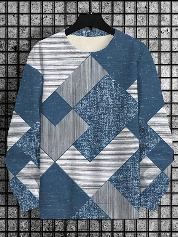 Men's Geometric Splicing Art Print Casual Sweatshirt