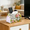 DIY Diamond Art Tissue Box Holder Plant PULeather Diamond Art Desktop Organizer Resin Rhinestone Storage Organizers Gem Art Home Office Decor Craft Gift for Women