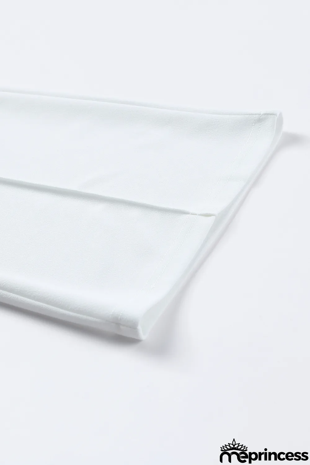 White Wavy Plunge High Waist Wide Leg Pants