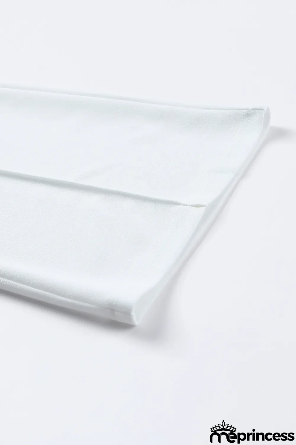 White Wavy Plunge High Waist Wide Leg Pants