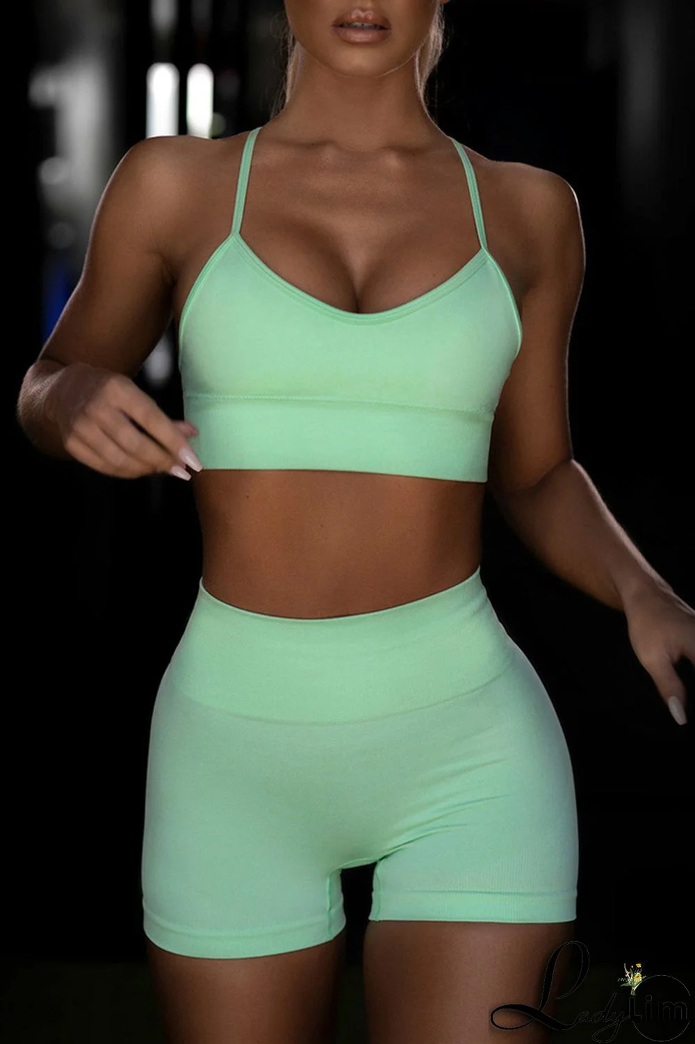 White Casual Sportswear Solid Backless Vest Shorts Two Piece Set