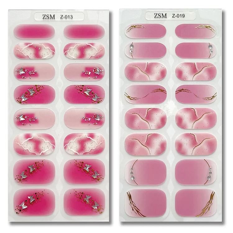 2 Sheets Pink Butterfly Highlight Nail Art Stickers Set 5D Embossed Nail Decals