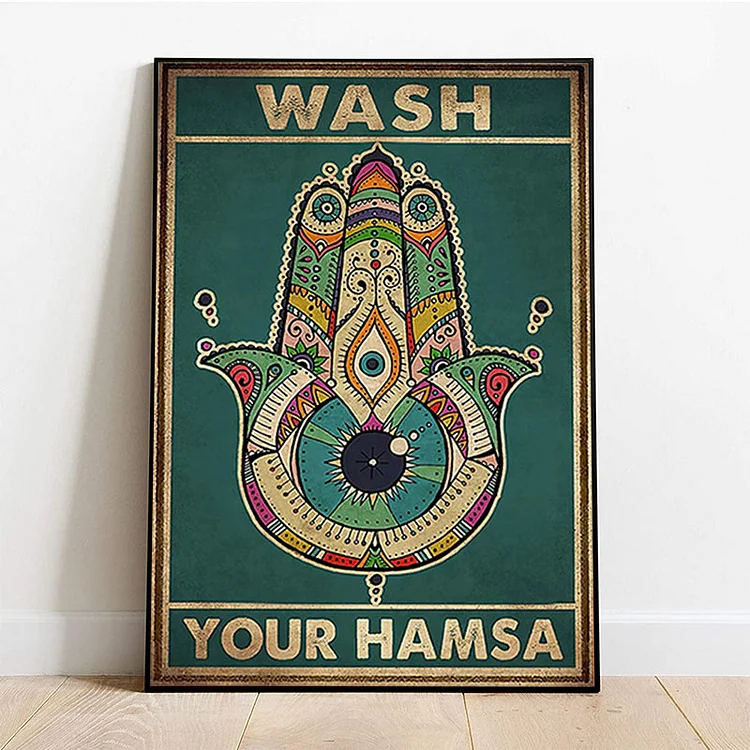 Olivenorma Chakra Yoga "WASH YOUR HAMSA" Evil Eye Poster