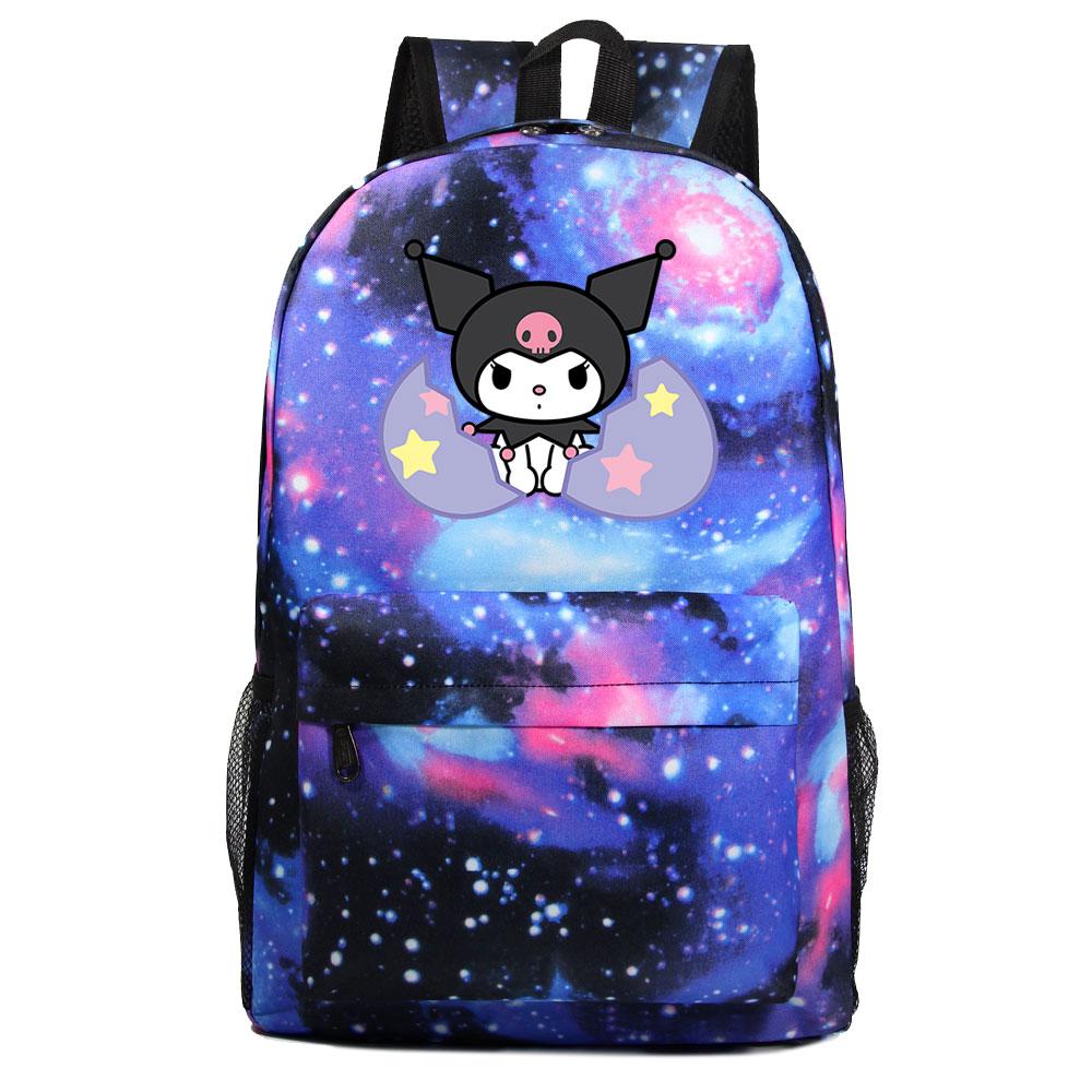 Mayoulove Kuromi Backpack with Spacious Design and Cute Characters for School and Outdoor Activities-Mayoulove