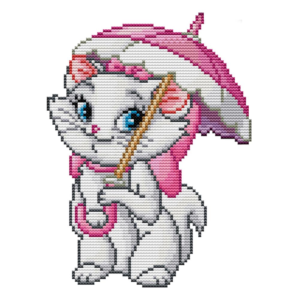 

Pink Cat - 14CT Stamped Cross Stitch - 18*25cm, 501 Original