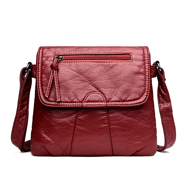 Women's Fashion One Shoulder Diagonal Bag Washed Soft Leather Small Bag