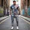 Men's 250th Blend USA Flag Print Jogger Pants With Elastic Waistband And Drawstring by Inlyline
