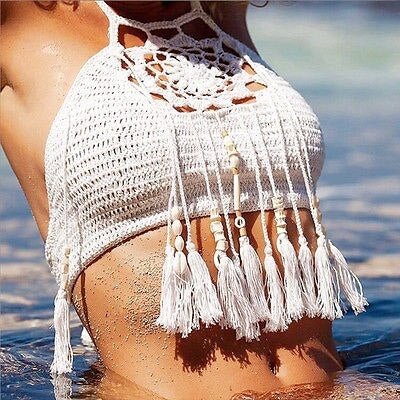 Women Crochet Lace Bralette Knit Bra Boho Beach Bikini Halter Cami Tank Crop Top wholesale