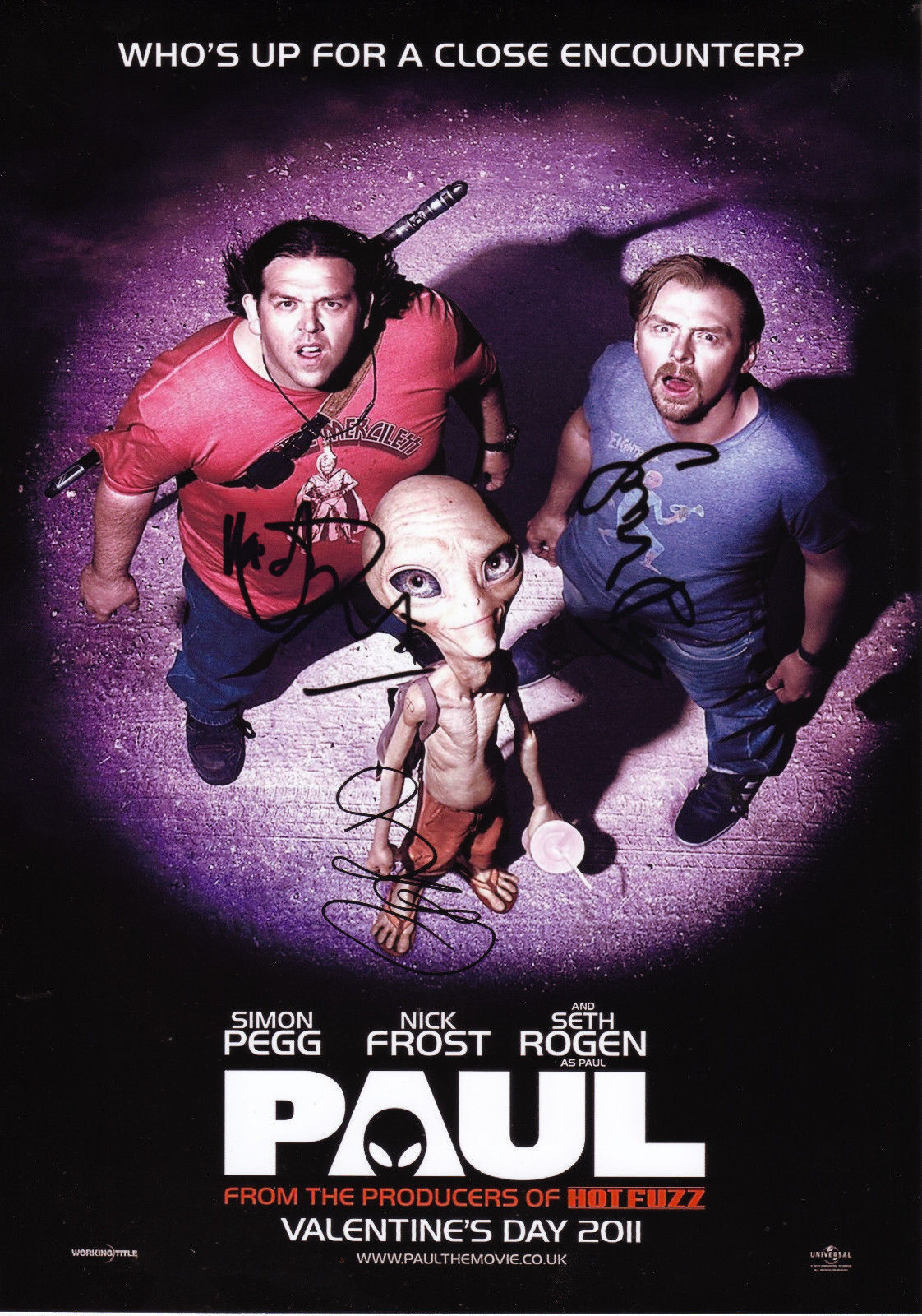 PAUL - NICK FROST & SIMON PEGG & SETH ROGEN AUTOGRAPH SIGNED PP Photo Poster painting POSTER
