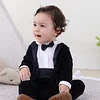 Baby Boy Long Sleeve Golden Velvet Bodysuit Rompers