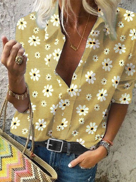 V Neck Half Sleeve Printed Shirts & Tops