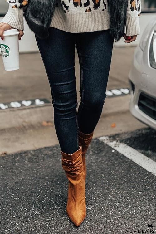 Pointed Toe High Heel Boots