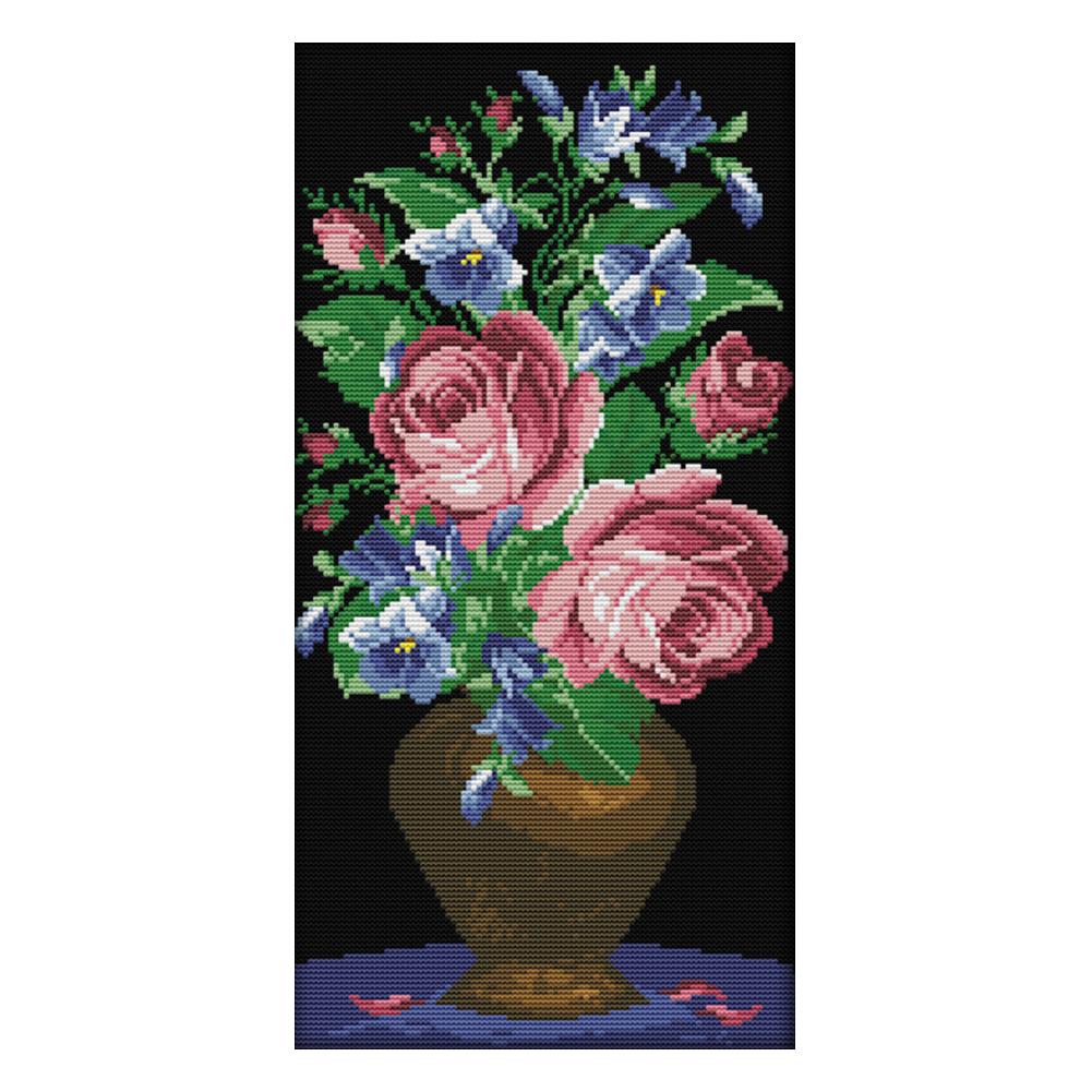 

Roses In A Vase - 14CT Stamped Cross Stitch - 25*44cm, 501 Original