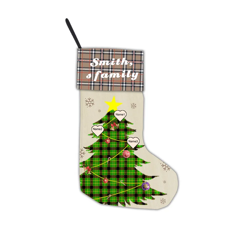 Kettenmachen Weihnachtsornament-Personalisierter 3 Namen & Text Weihnachtsstrumpf - Weihnachtsbaum Weihnachtssocke