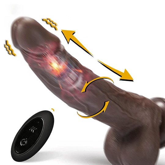 K25 Realistic Black Big Dick 8.66 Inch 3-in-1 Telescopic Swinging Vibrating Dildo with Strong Suction Cup - Rose Toy