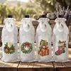 4 Pack DIY Rhinestone Drawstring Wine Gift Bags,  Diamond Painting Wine Decor Bag for Festival Gift Home Table Decor(Christmas)