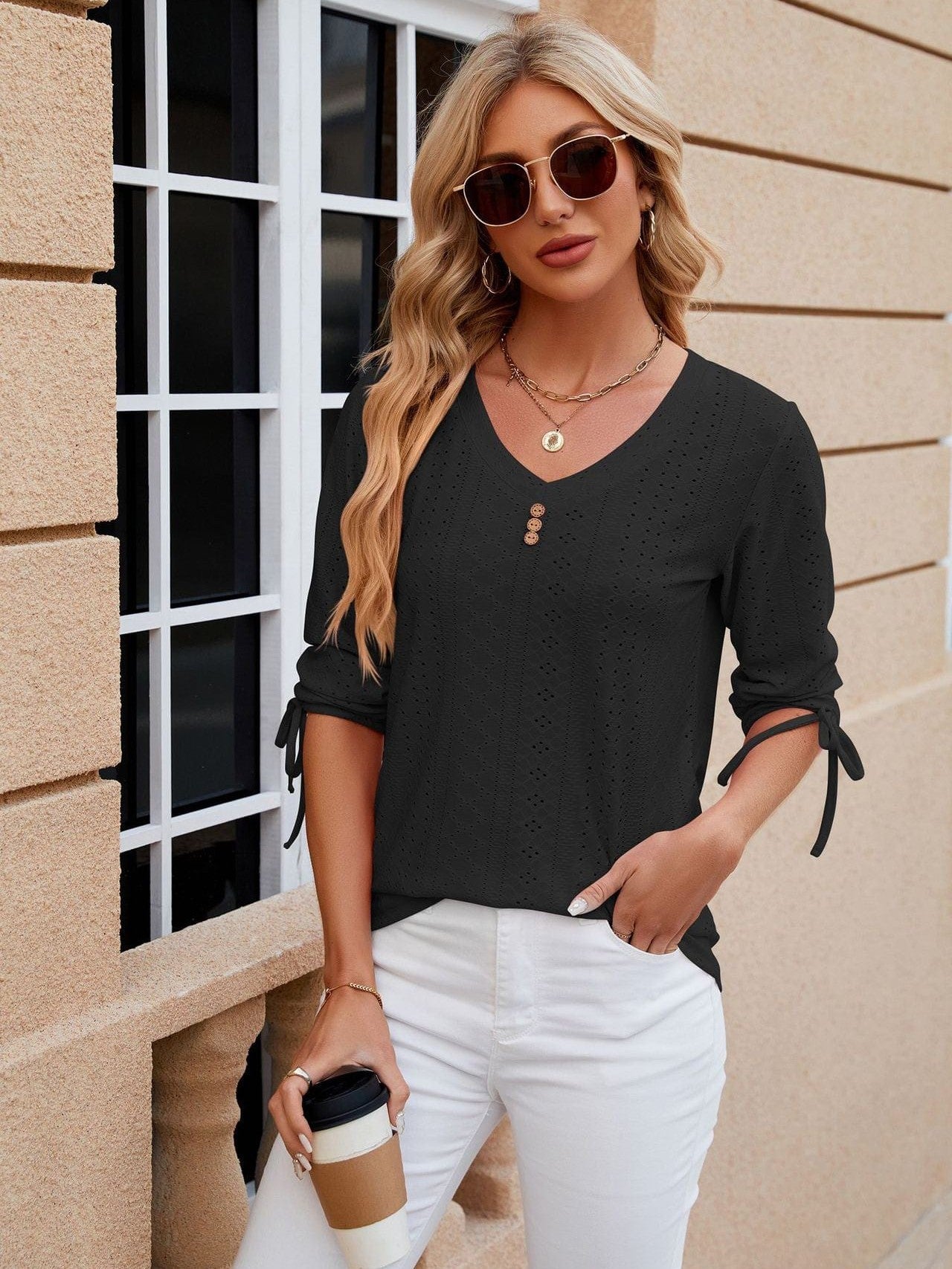 Grey Ribbed Knit Top with Short Sleeves