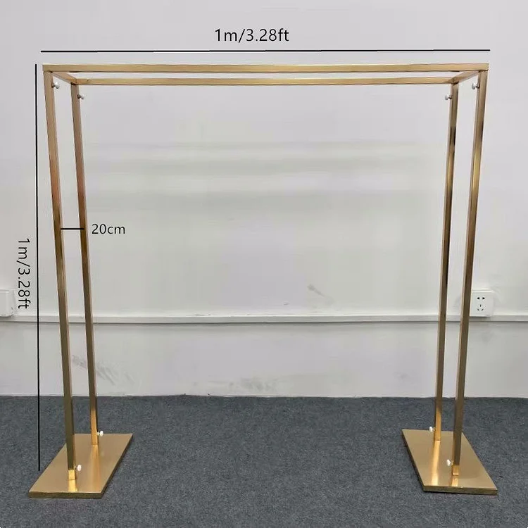 Angela Flower Double Pipe Stable Gilded Iron Frame Square Shelf Screen Wedding Arch Backdrop Gold Flower Stand A7731