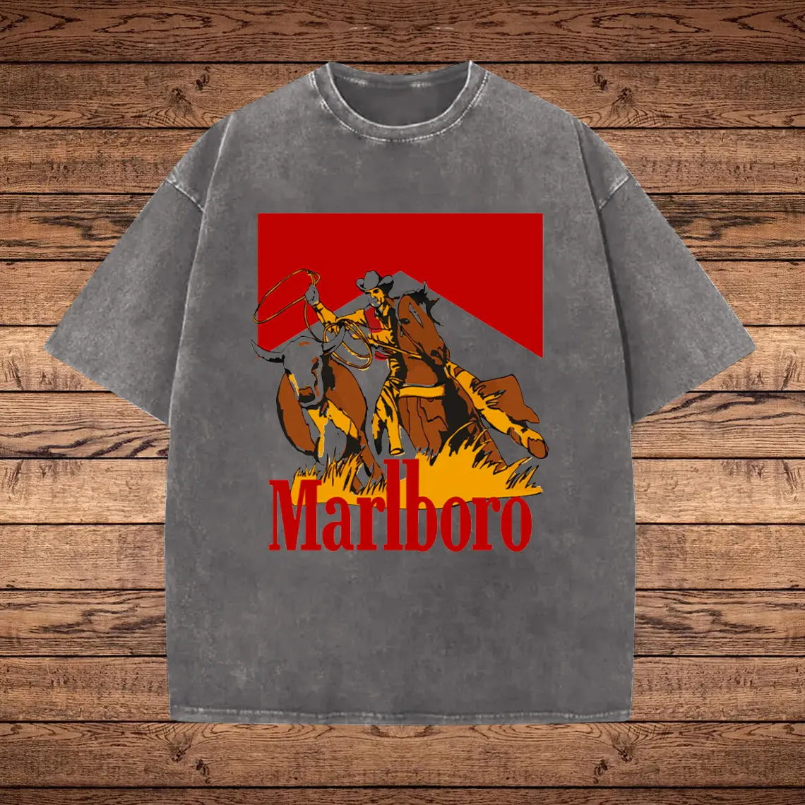 Western Cowboy Graphic Print Washed T-shirt