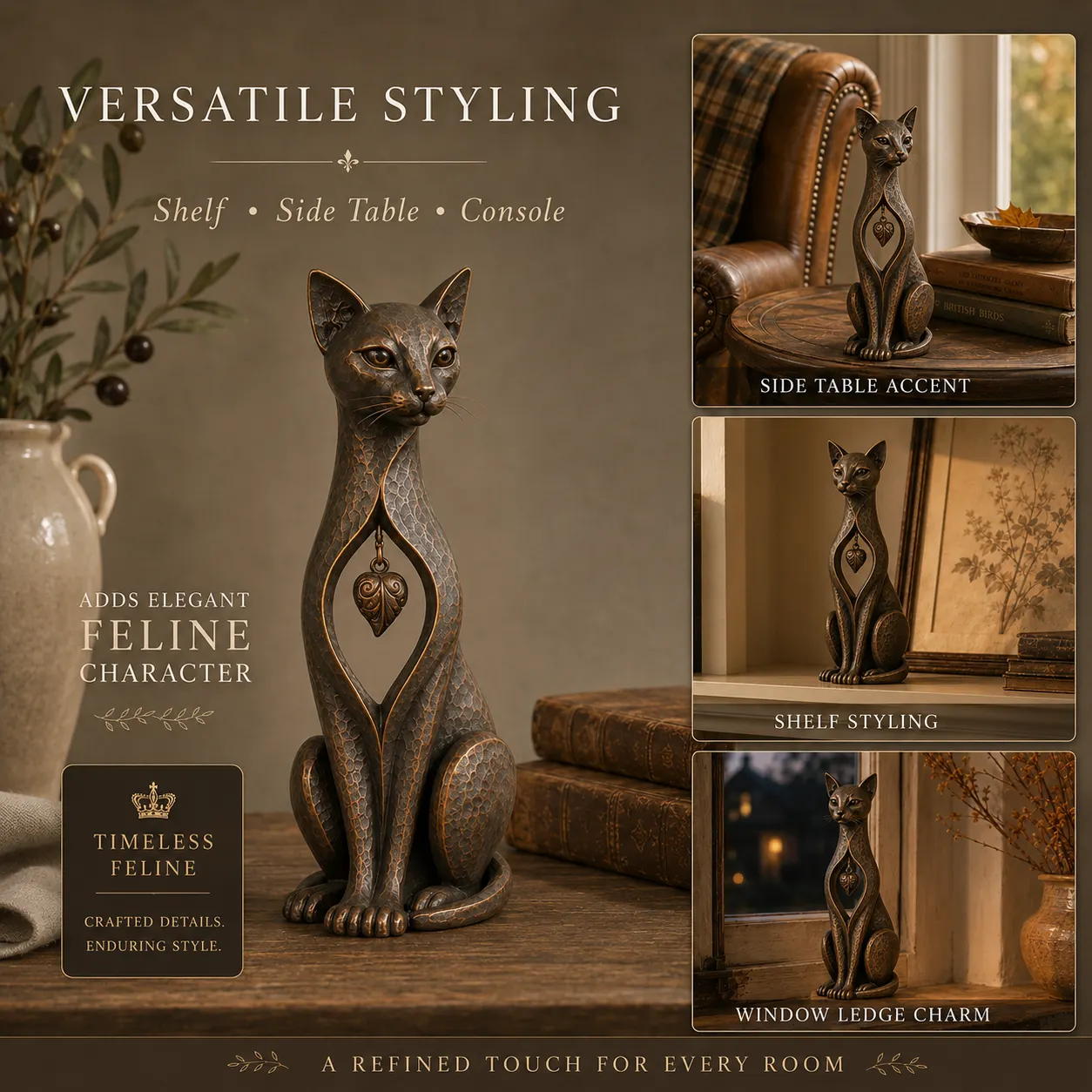Sphynx sculpture in home setting
