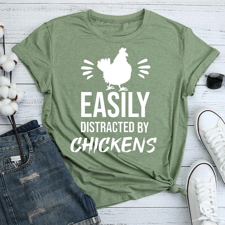 PSL - Easily Distracted By Chickens Relaxed Fit  T-shirt Tee -05171