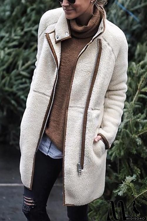MidiSono - Zipper Fuzzy Long Coat