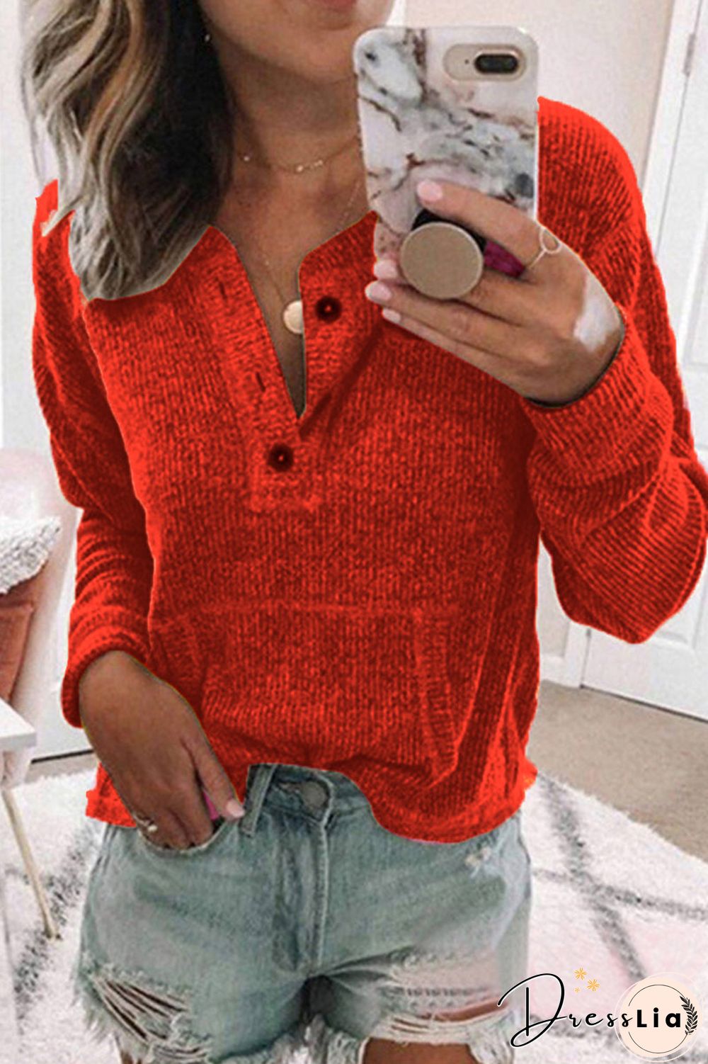 Fashion Casual Solid Solid Color V Neck Tops(8 Colors)