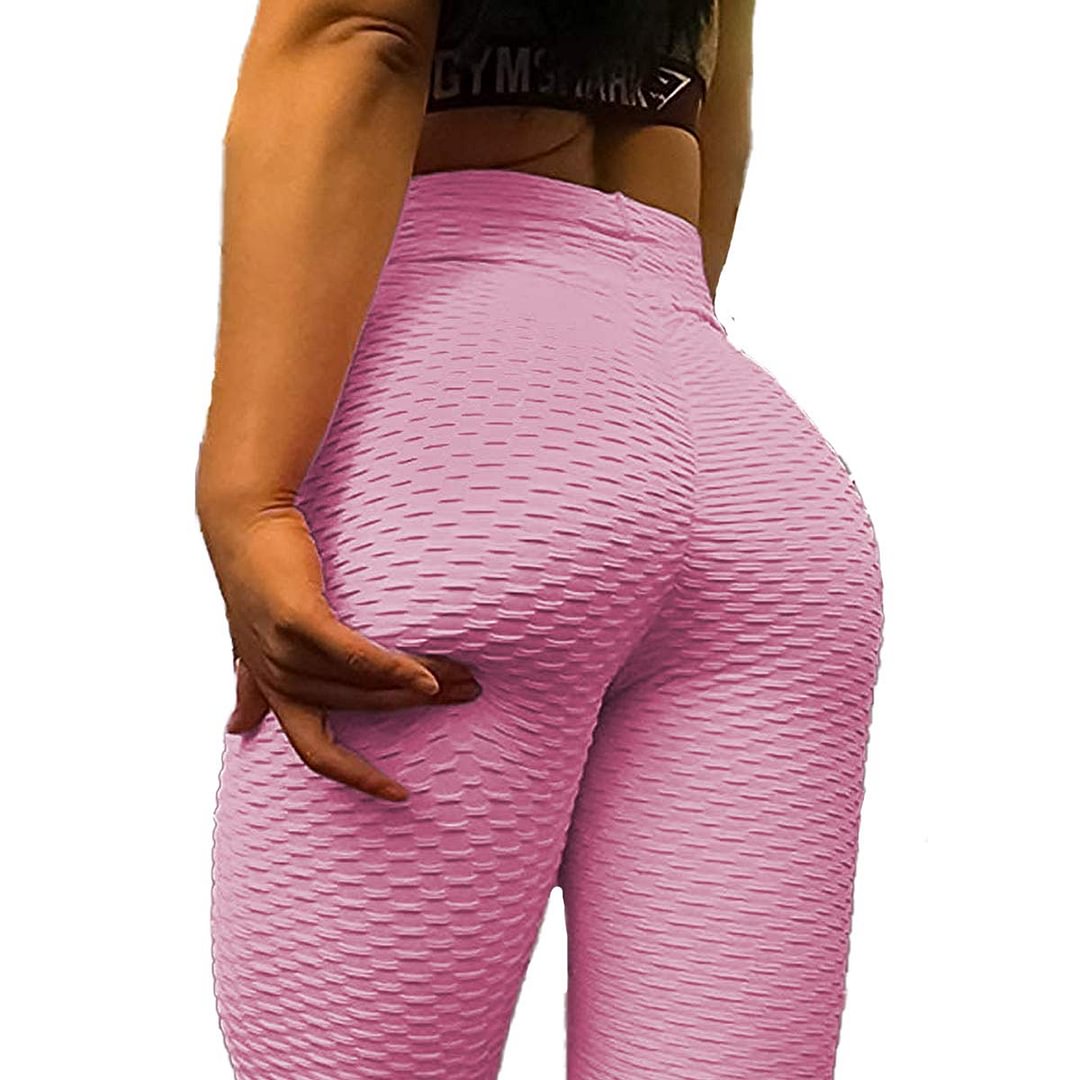 Sexy Women's Booty Yoga Legging Ruched Textured Workout Butt Lift Pants