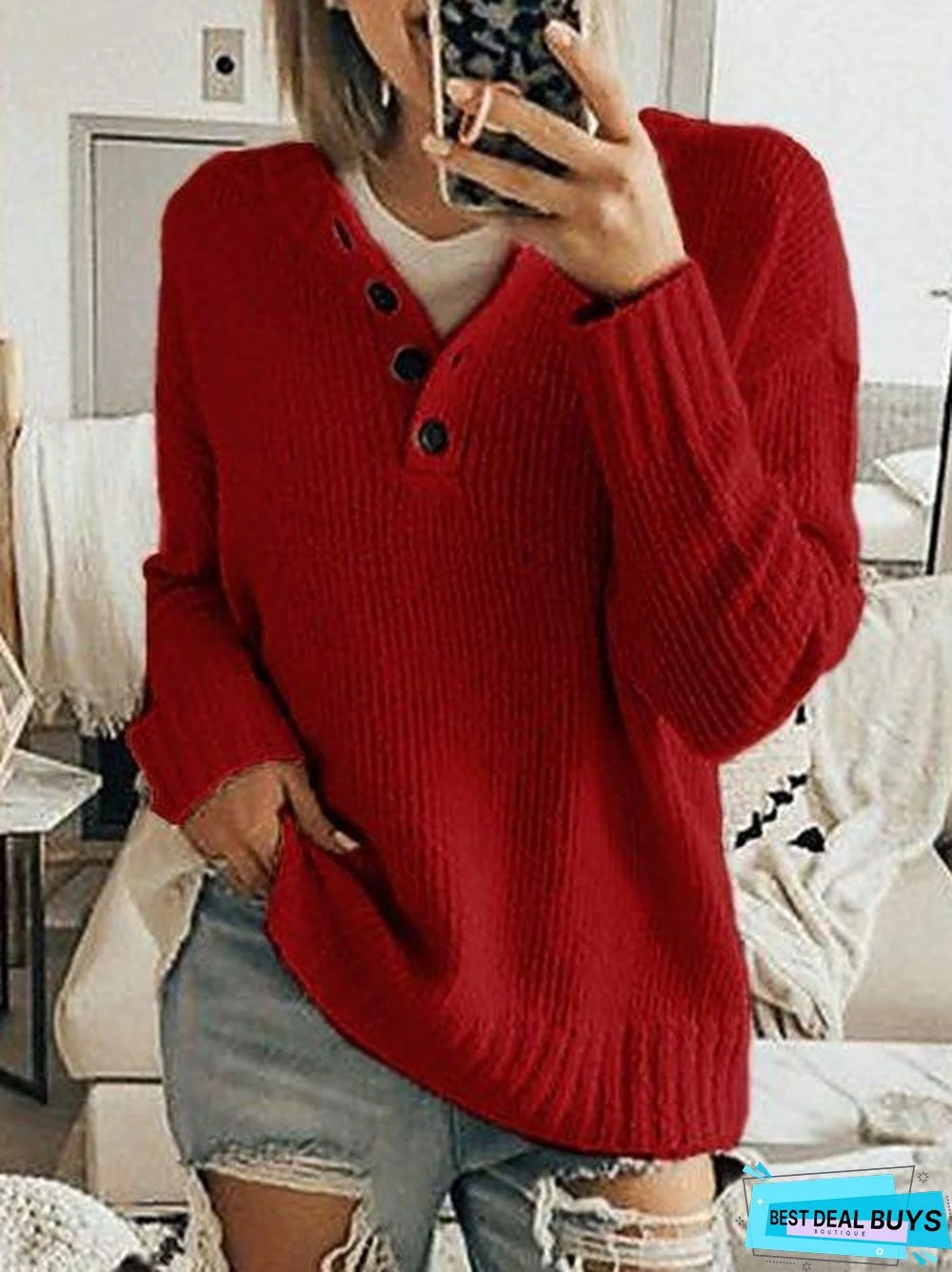 Beige Long Sleeve Casual Sweater