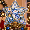 DIY Diamond Painting Christmas Tree Topper Star, Acrylic Holiday Tree Top Decoration with Spring Base, Removable Tabletop Christmas Decor