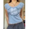 Vintage Letter Print Y2K Crop Top