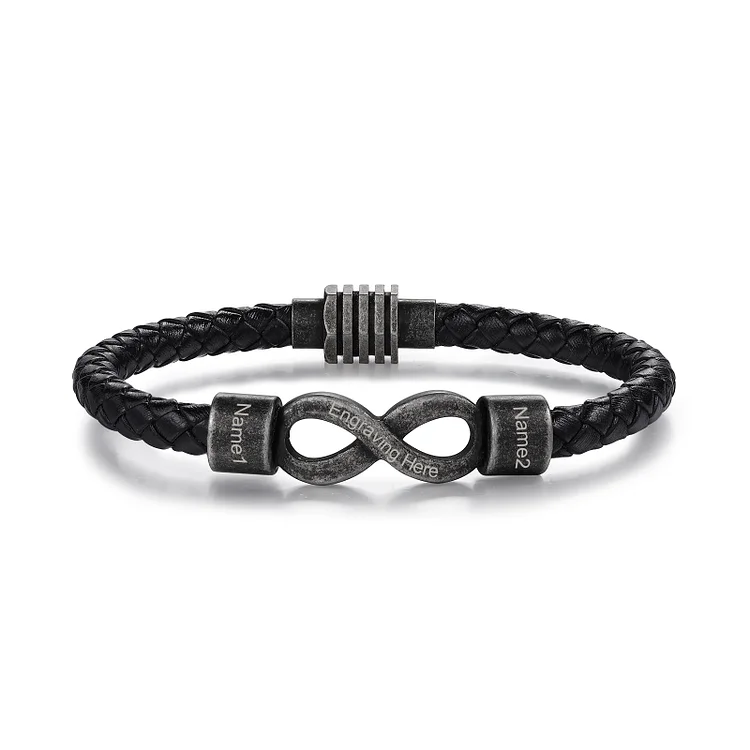 2-5 Noms Bracelet Infini Vintage Personnalisés avec Texte Bracelet Homme Jessemade FR