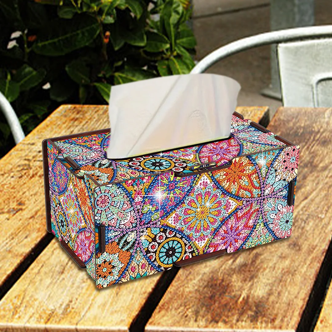 Wooden Diamond Painting Tissue Box for Home and Office Decoration (ZJH039)
