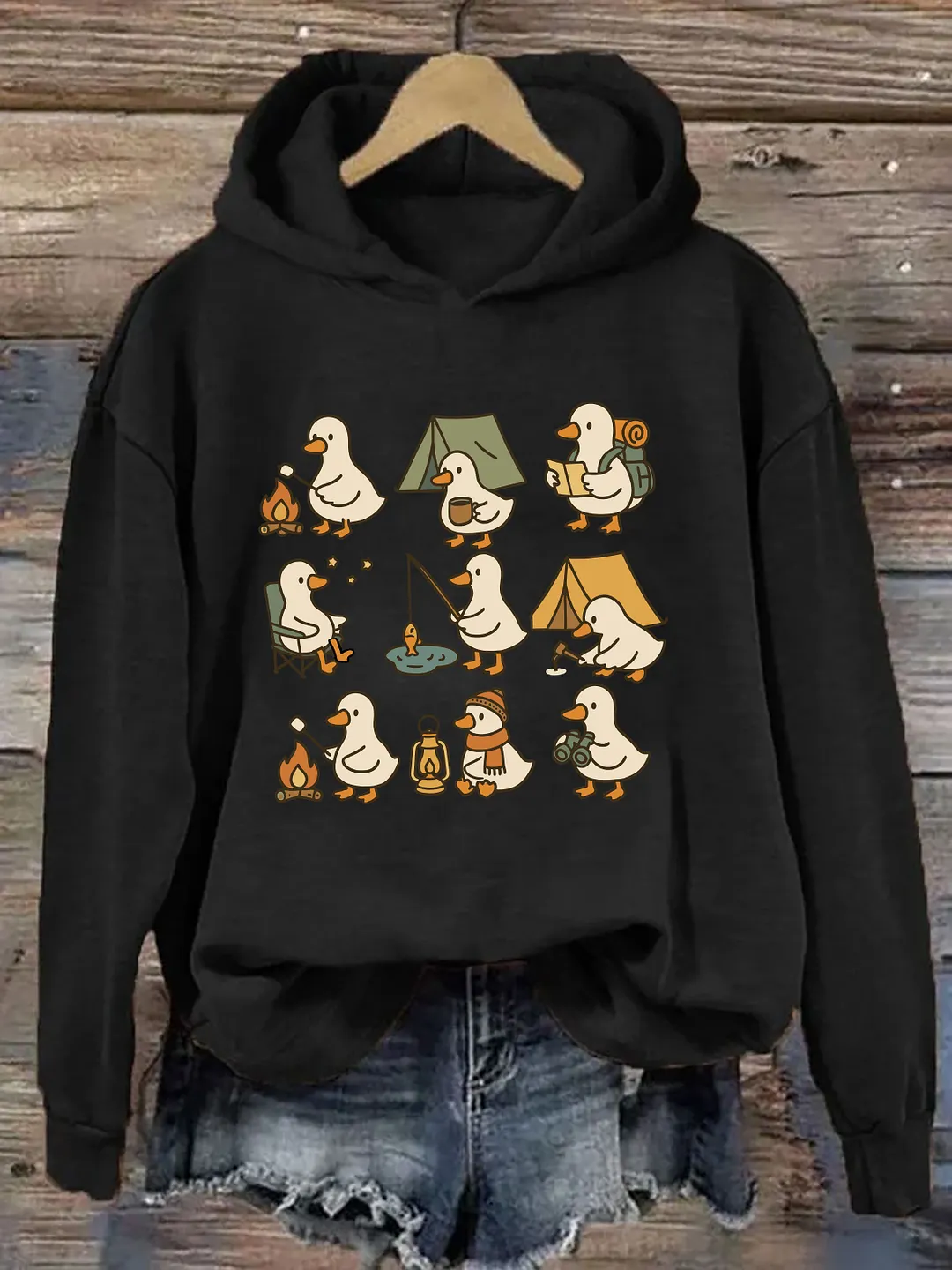 Cute Goose Camping Hoodie