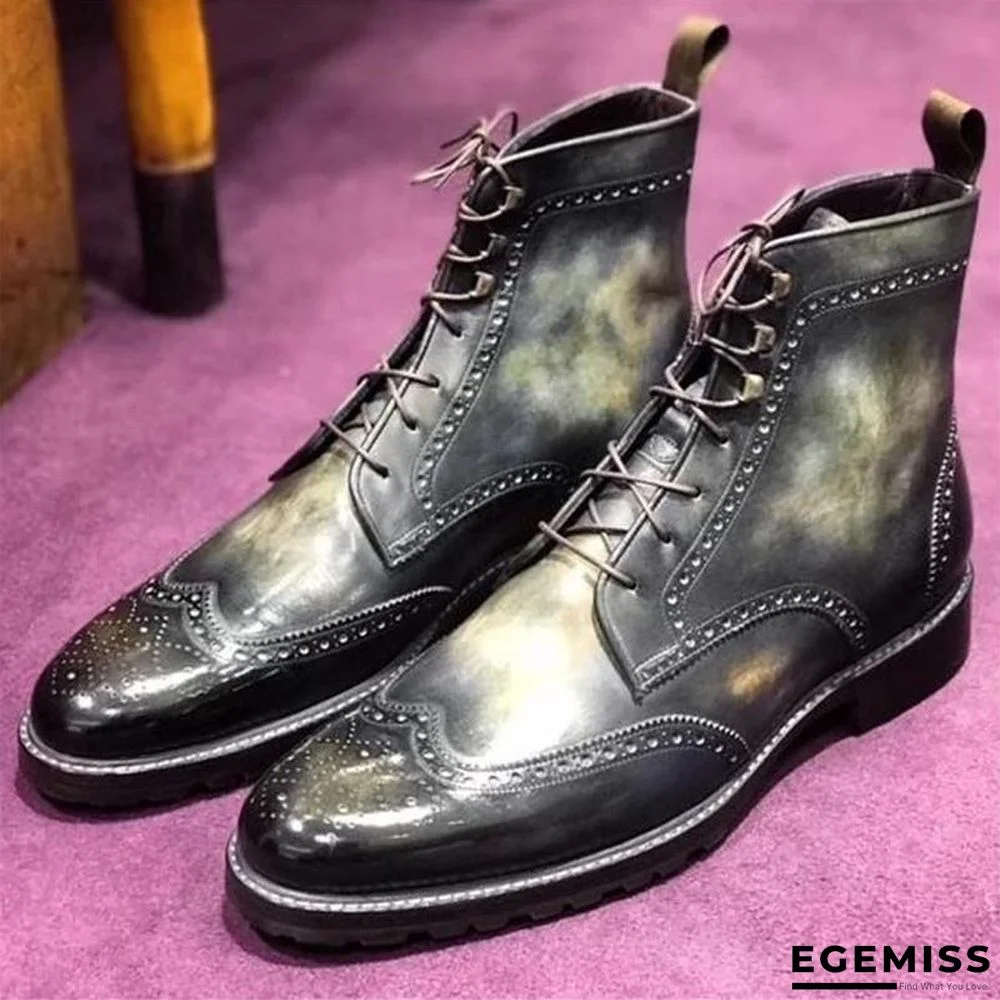 Bullock Carved Genuine Leather Vintage Rub Color Martin Boots | EGEMISS