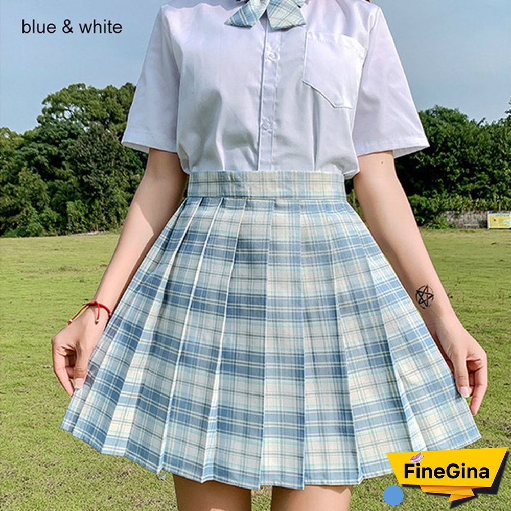 Summer Woman Mini Skirts Harajuku Korean Style Fashion Cute Kawaii Skirts For Girls High Waist Plaid Pleated Skirt Women Dress