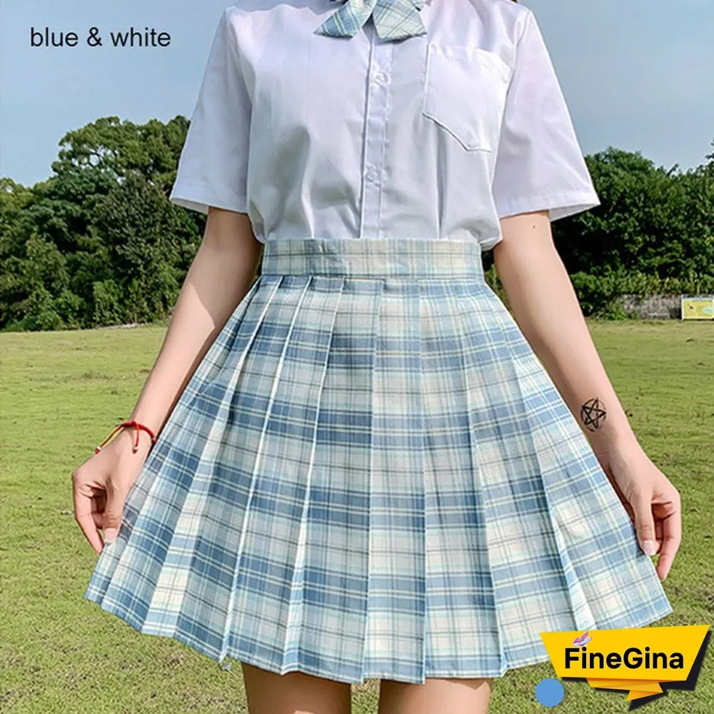 Summer Woman Mini Skirts Harajuku Korean Style Fashion Cute Kawaii Skirts For Girls High Waist Plaid Pleated Skirt Women Dress
