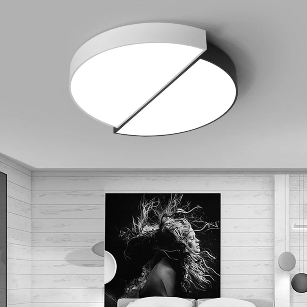 Led Round Ceiling Light Lamp Black White Combination Modern Minimalist Living Room Lamps Warm Romantic Bedroom 32cm 42cm 82cm
