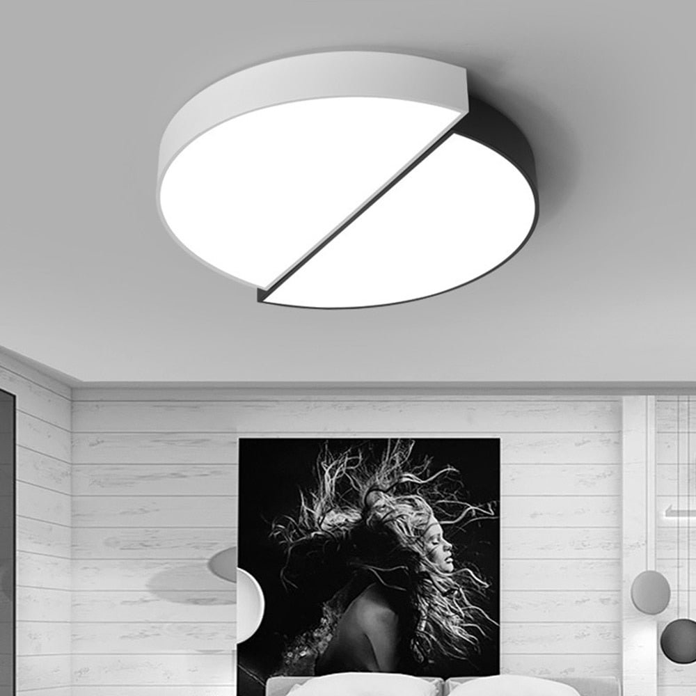 Led Round Ceiling Light Lamp Black White Combination Modern Minimalist Living Room Lamps Warm Romantic Bedroom 32cm 42cm 82cm