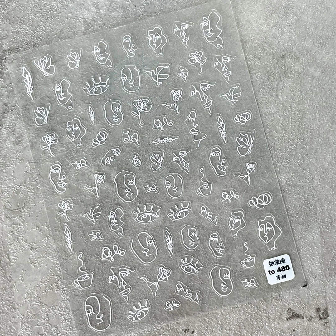 Abstract Image Nail Sticker Abstraction of Characters Nail Sticker 3D Engraved Nail Art Decorations Nail Decals Design