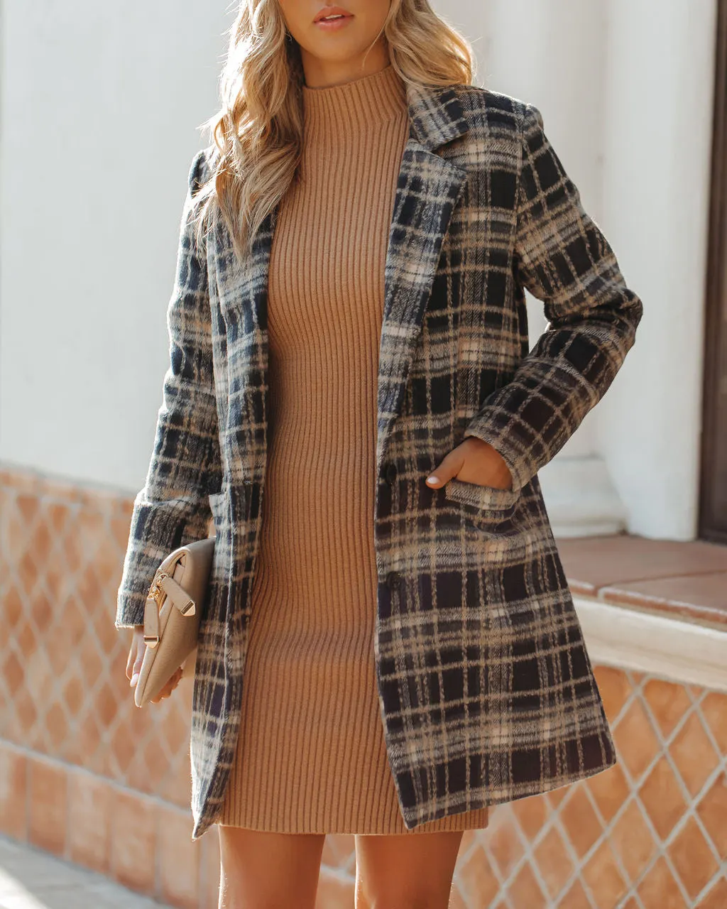 Stan Plaid Coat - Midnight Navy