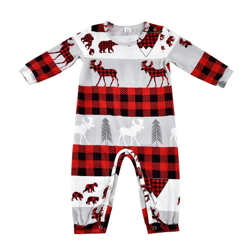 Christmas print patchwork round collar pajamas set