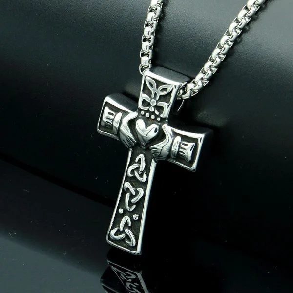 Sterling Silver Love of Peace Cross Pendant Necklace