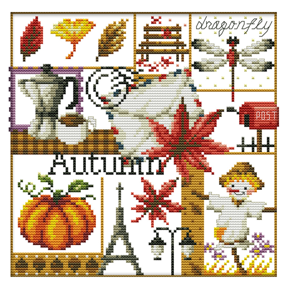 Autumn- 14CT Stamped Cross Stitch（27*26CM） Decoration Ornaments Gift