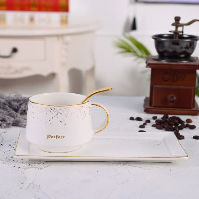 Matte Coffee Cup Set Cup Saucer With Tray Mug Afternoon Tea Cup Gift Ceramic Mug - Appledas