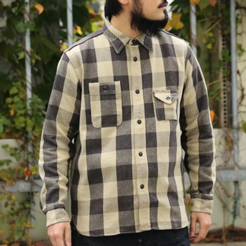 Vintage Check Flannel Long Sleeve Lapel Shirt