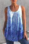 Plus Size Floral Print Round Neck Casual Tank Top