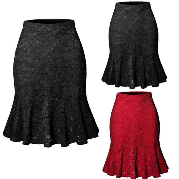 Casual Women Fashion Summer Solid Color Lace Package Hip Skirts Office Ladies Slim Fit Short Skirt Mini Party Skirt - Shop Trendy Women's Clothing | LoverChic